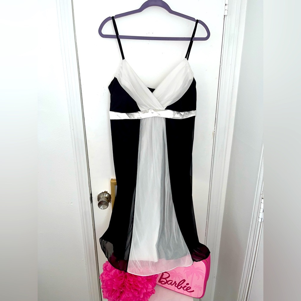 Elegant Black and White Dress (Junior Plus)
